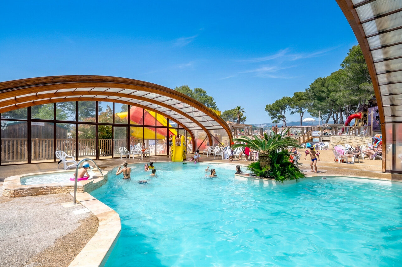 Covered aquatic area at CAPFUN Arbois du Castellet campsite in LE CASTELLET (83).