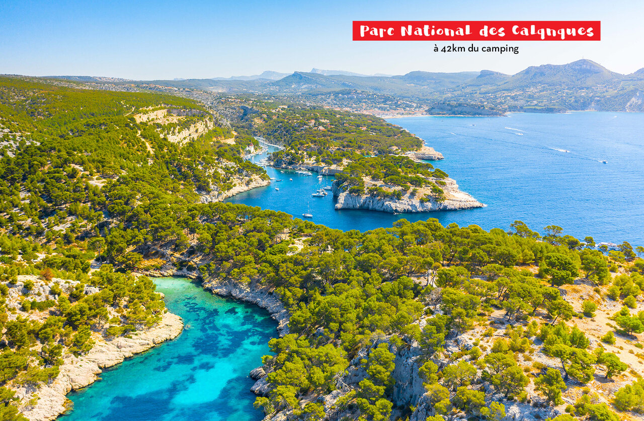 Calanques National Park, turquoise sea, cliffs, place to visit near the campsite.