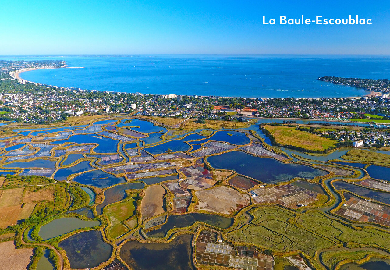 Salt marshes and beach of La Baule-Escoublac, a city to visit in Loire-Atlantique.