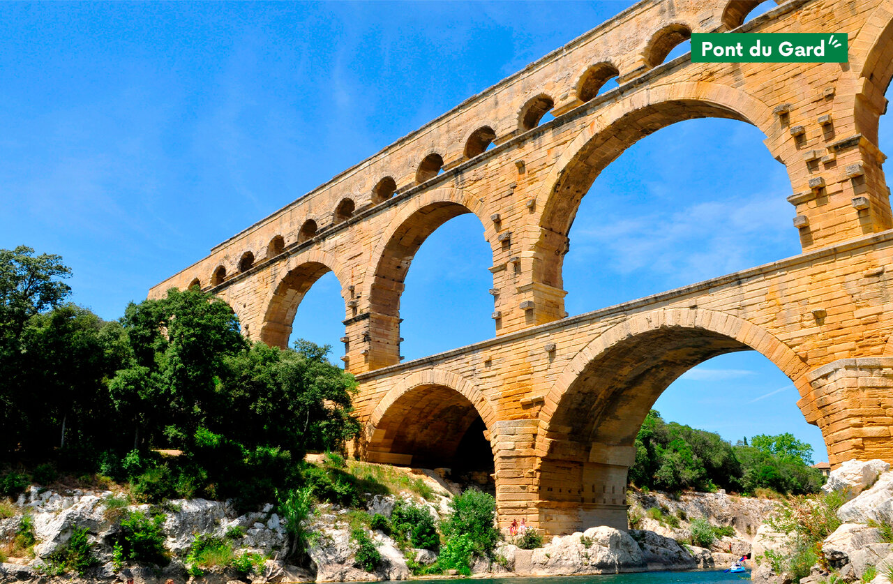 Pont du Gard, majestic Roman aqueduct, historic site to visit near Ch�teauneuf du Pape.