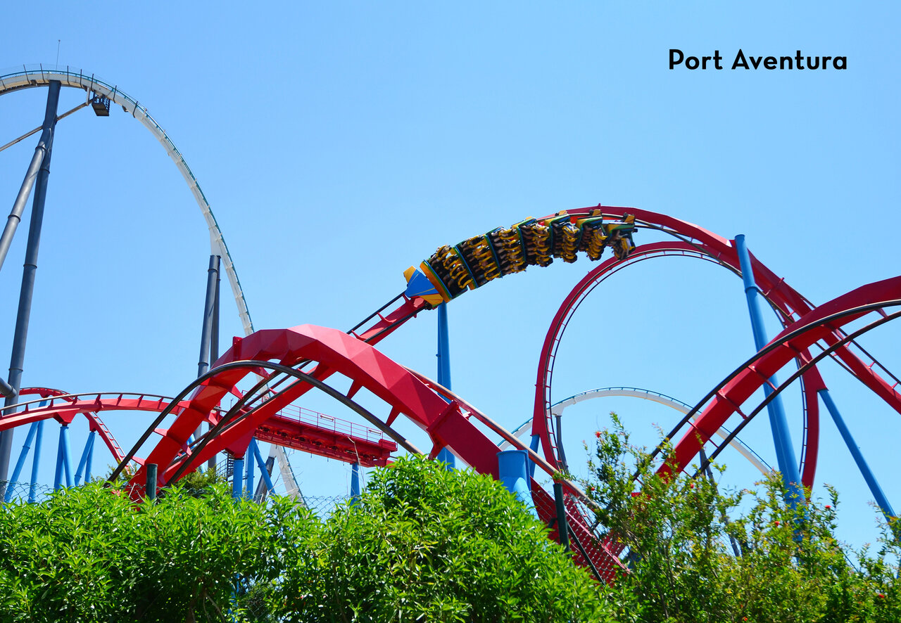 Spectacular roller coaster at Port Aventura, theme park near Deltebre, Tarragona.