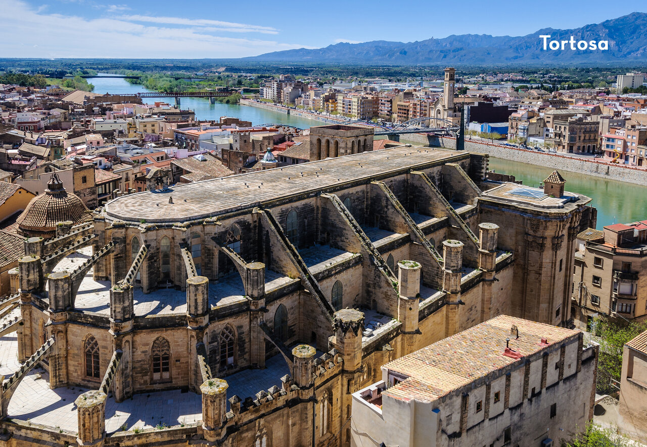 Tortosa Cathedral and Ebro river, historic city to visit in Tarragona.