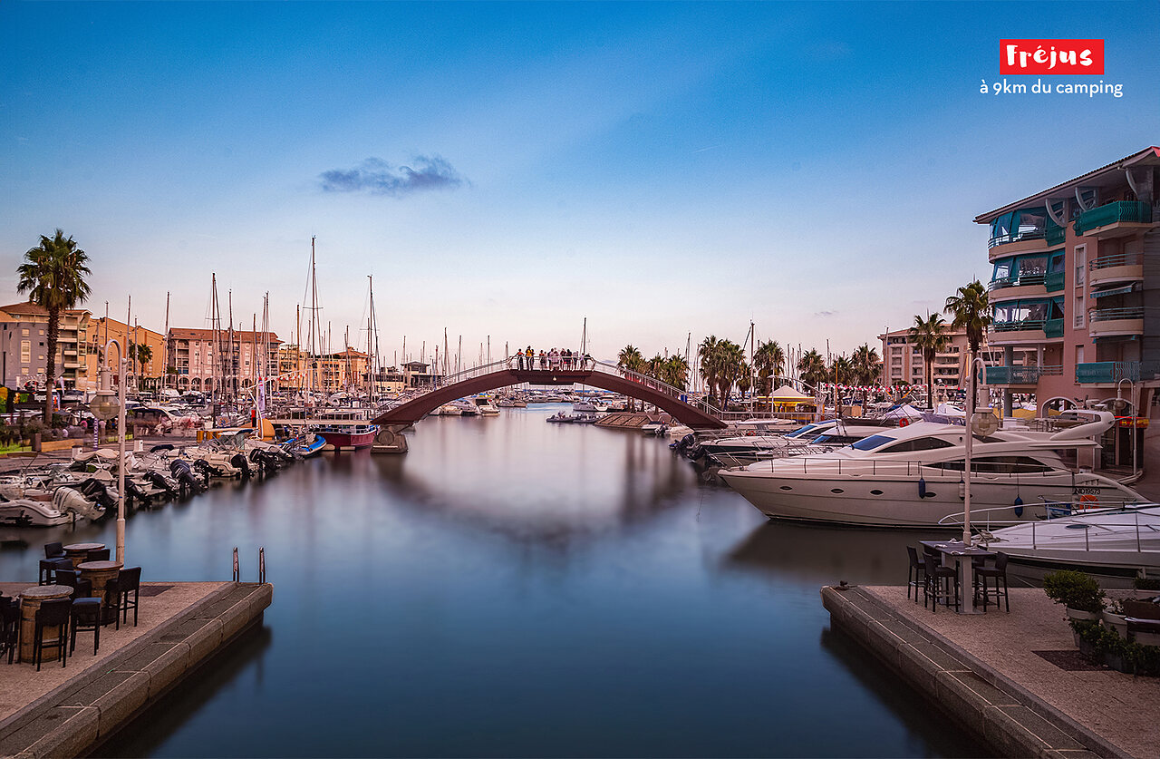Fr�jus marina with boats and bridge, a place to visit near the campsite.