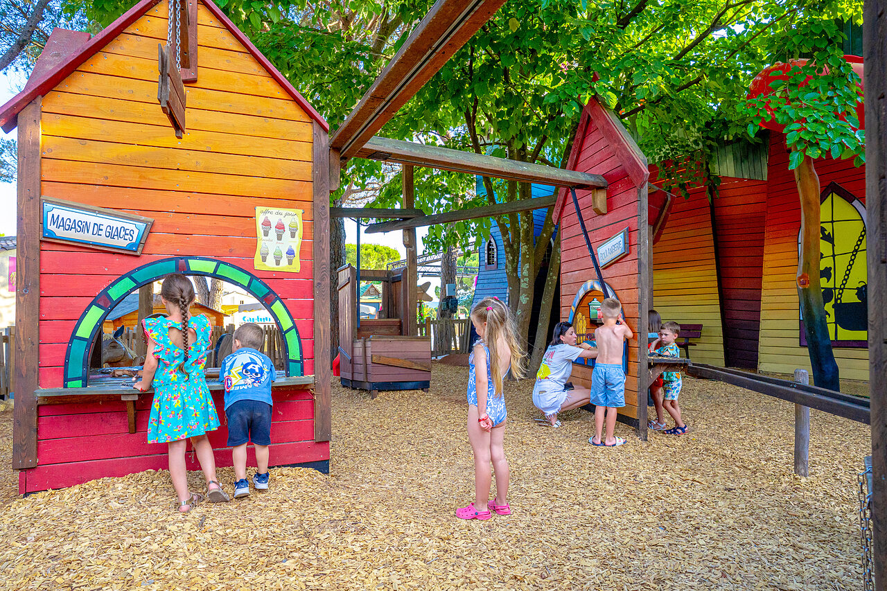 Children in the themed playground at CAPFUN Aubr�des campsite, Puget sur Argens.