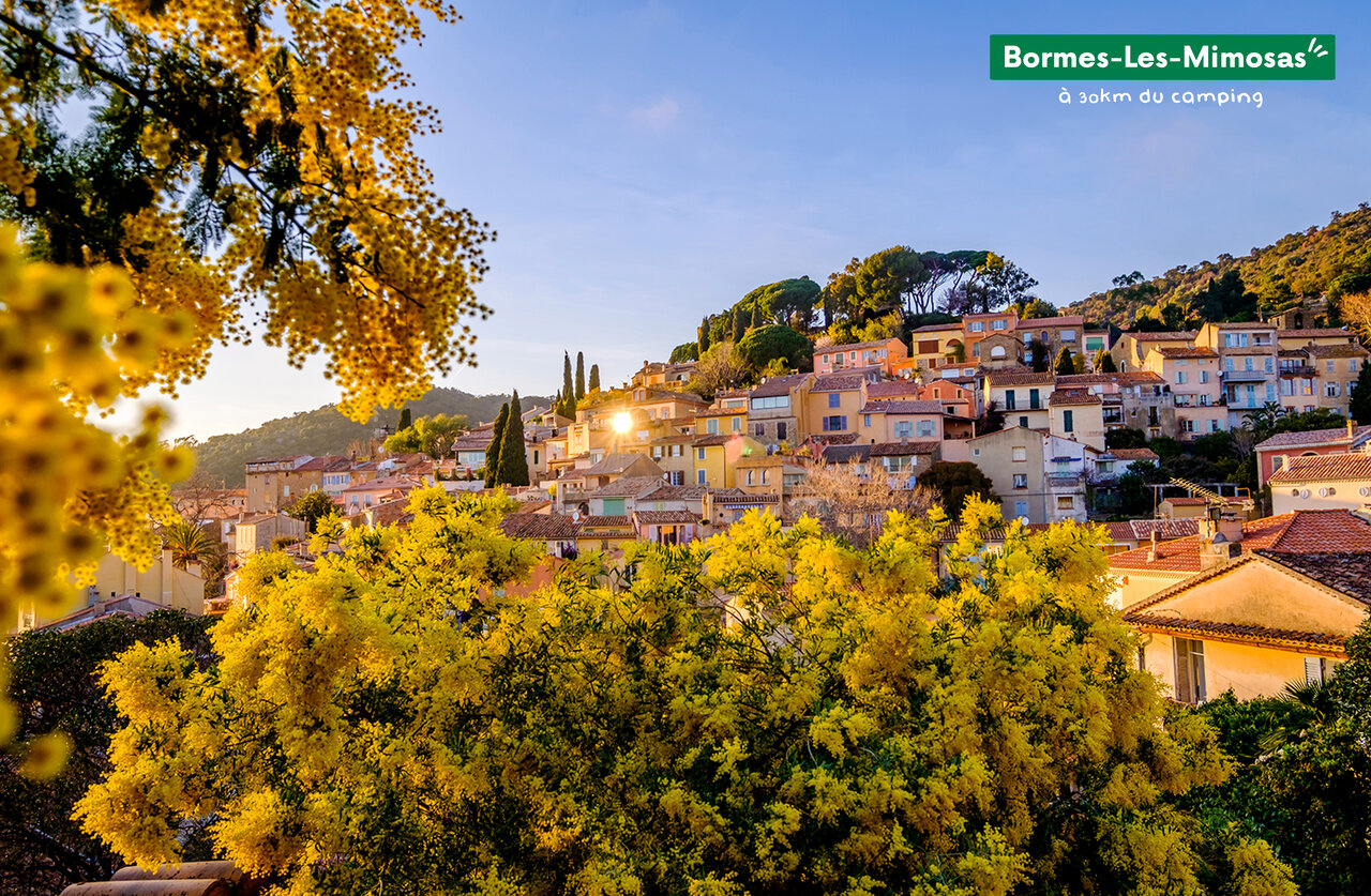Flowery village of Bormes-les-Mimosas, Provence-Alpes-C�te d'Azur, to visit near the campsite.
