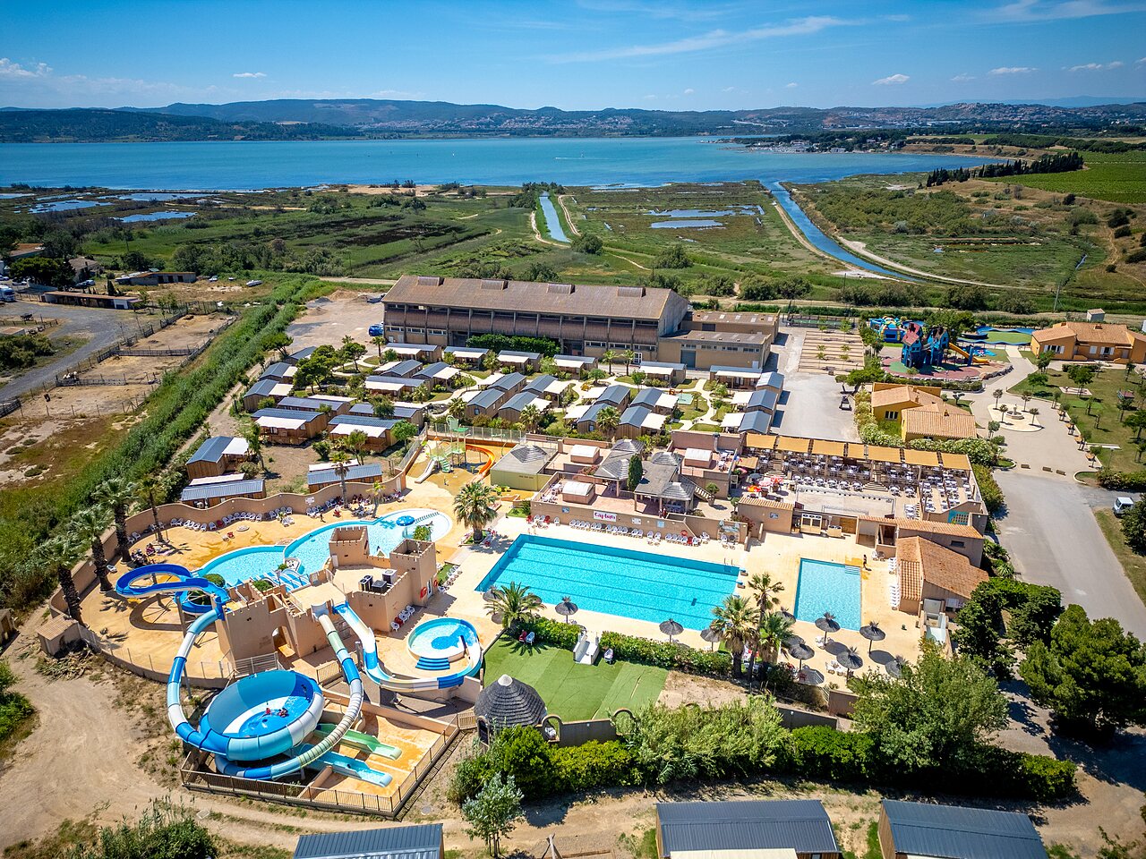 Water park, slides, pools, mobile homes at CAPFUN Barbacane in NARBONNE (11).
