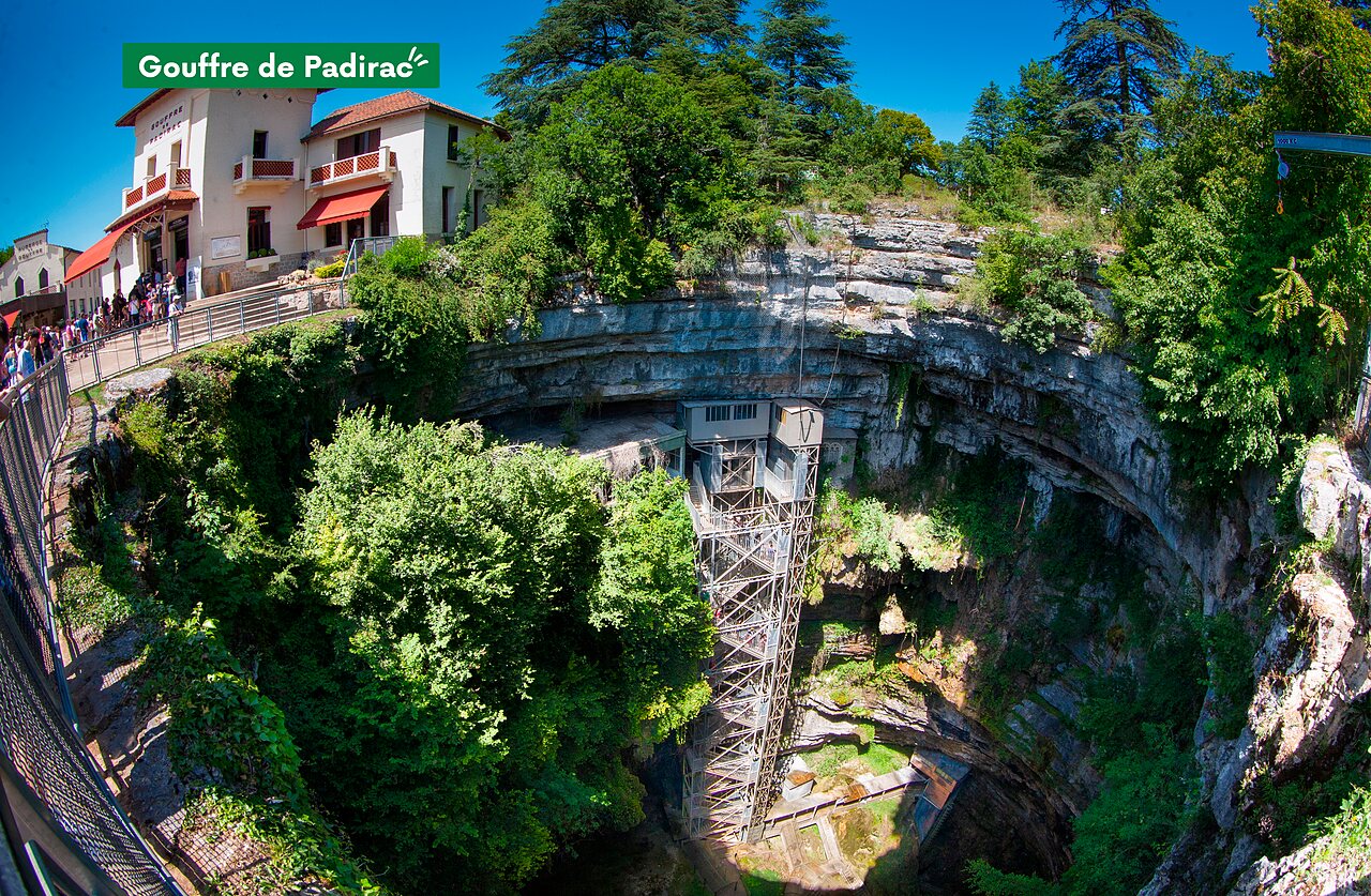 Gouffre de Padirac, impressive natural chasm with elevator, to visit near Padirac.