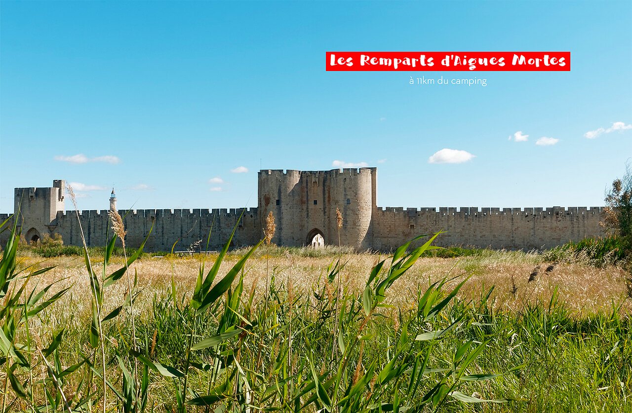 Medieval ramparts of Aigues-Mortes, a historic city to visit in the Camargue.