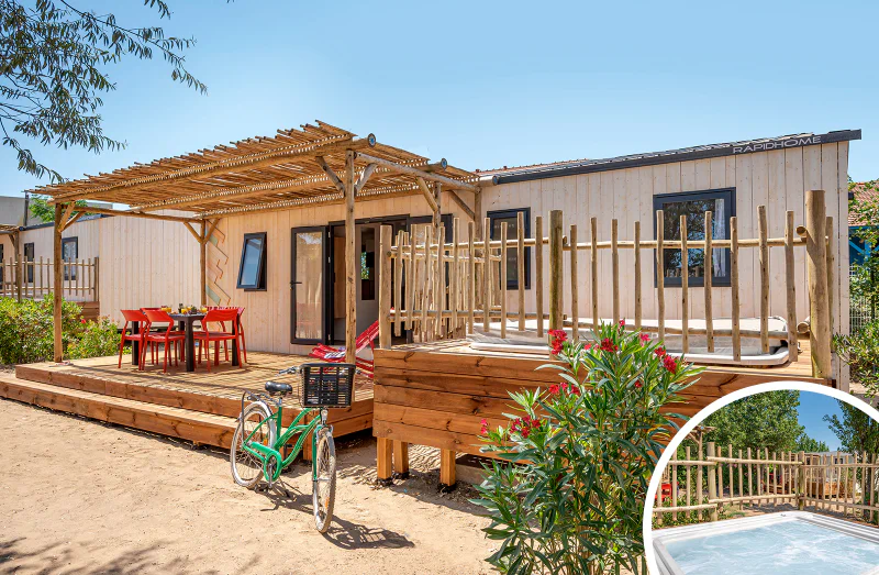 Mobile home, hot tub CLICOCHIC Brise de Cabourg campsite in Varaville (14).