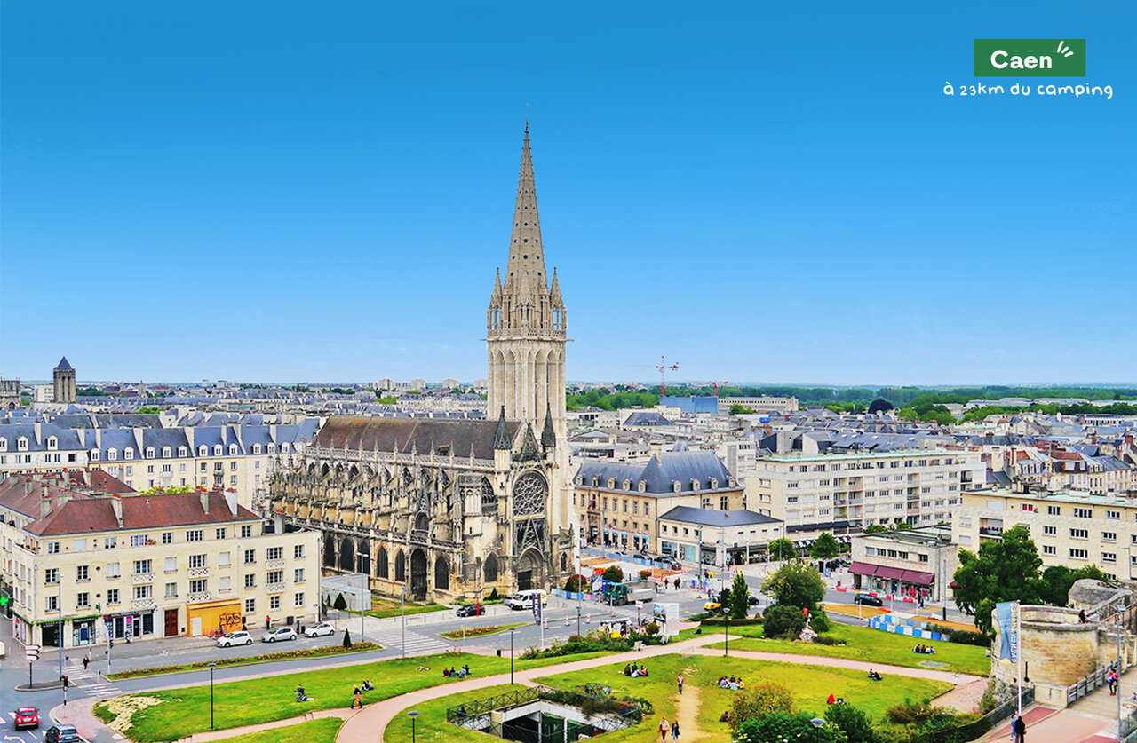 Historic center of Caen with the Abbey, city to visit in Normandy.