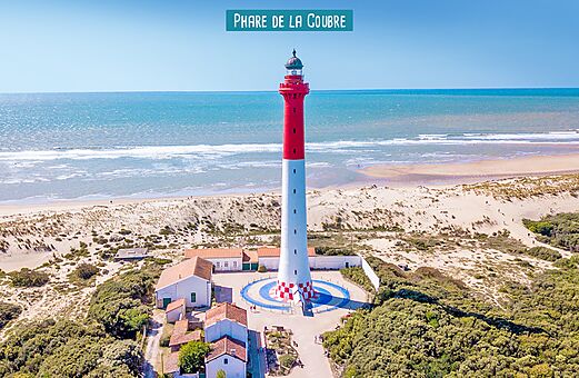 Phare de la Coubre, majestic red and white lighthouse near La Tremblade.