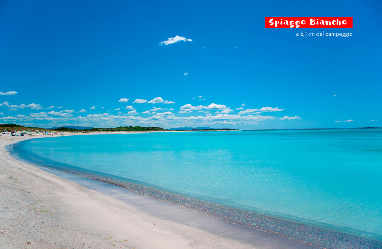 Spiagge Bianche, beautiful white sand beach with turquoise water in Rosignano Marittimo.