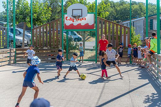 Football on multisport pitch at CAPFUN Carpe Diem campsite, VAISON LA ROMAINE (84).