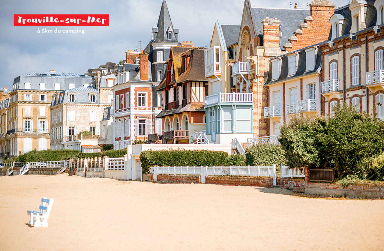 Trouville-sur-Mer beach and historic villas, a must-visit near the campsite.
