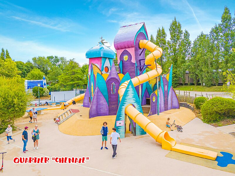 Carabouille playground - Giant colorful play structure with slides at CAPFUN La Ch�naie campsite in PORNIC (44).