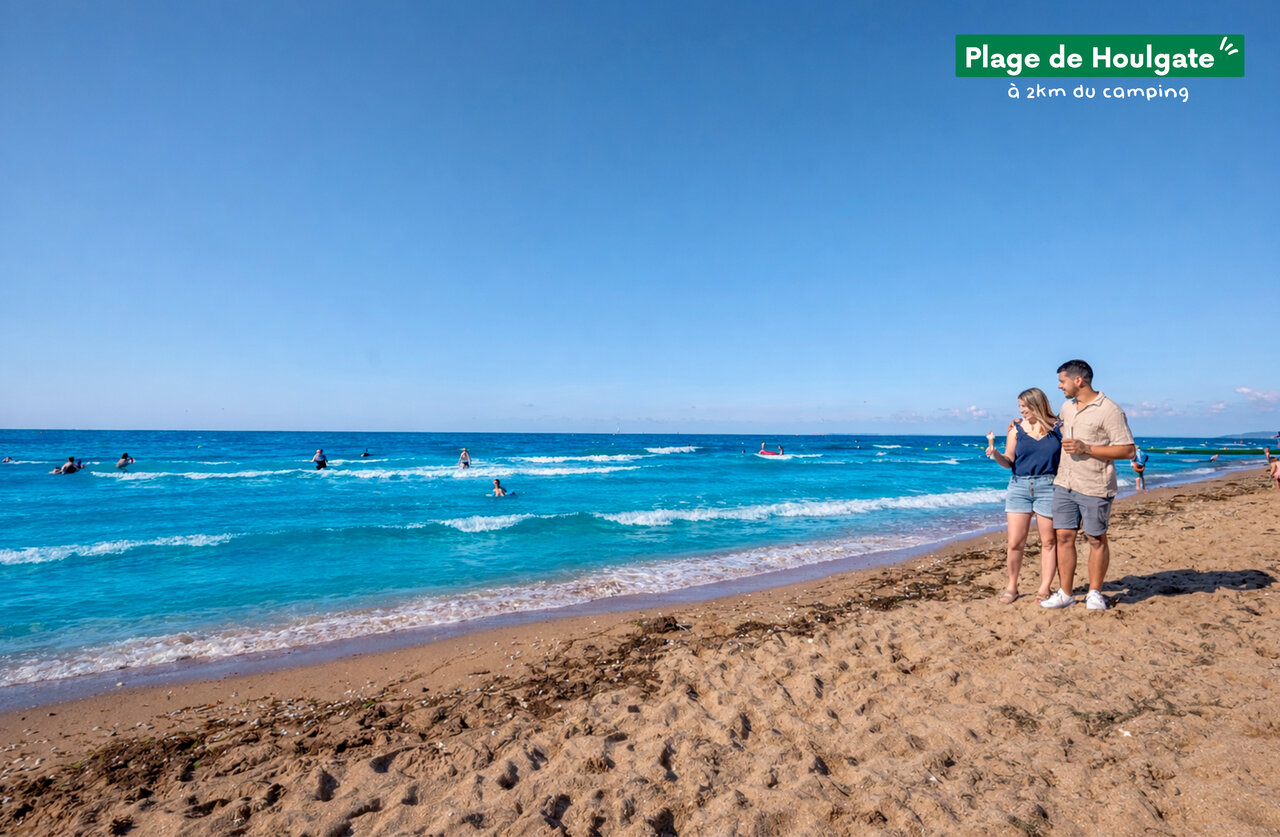 Houlgate beach, fine sand and sea swimming, to visit near the campsite.