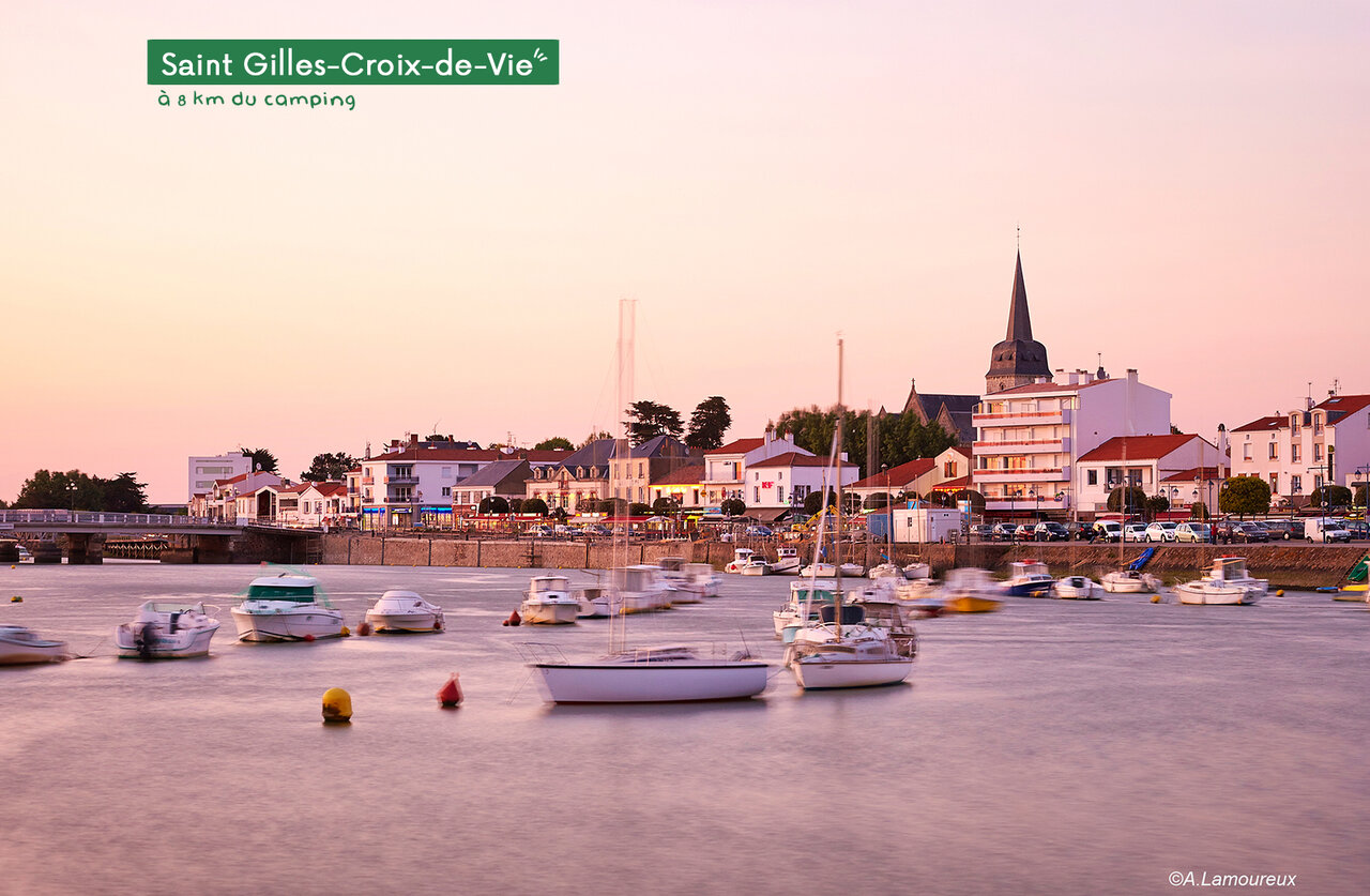 Marina of Saint Gilles-Croix-de-Vie at sunset in Vend�e.