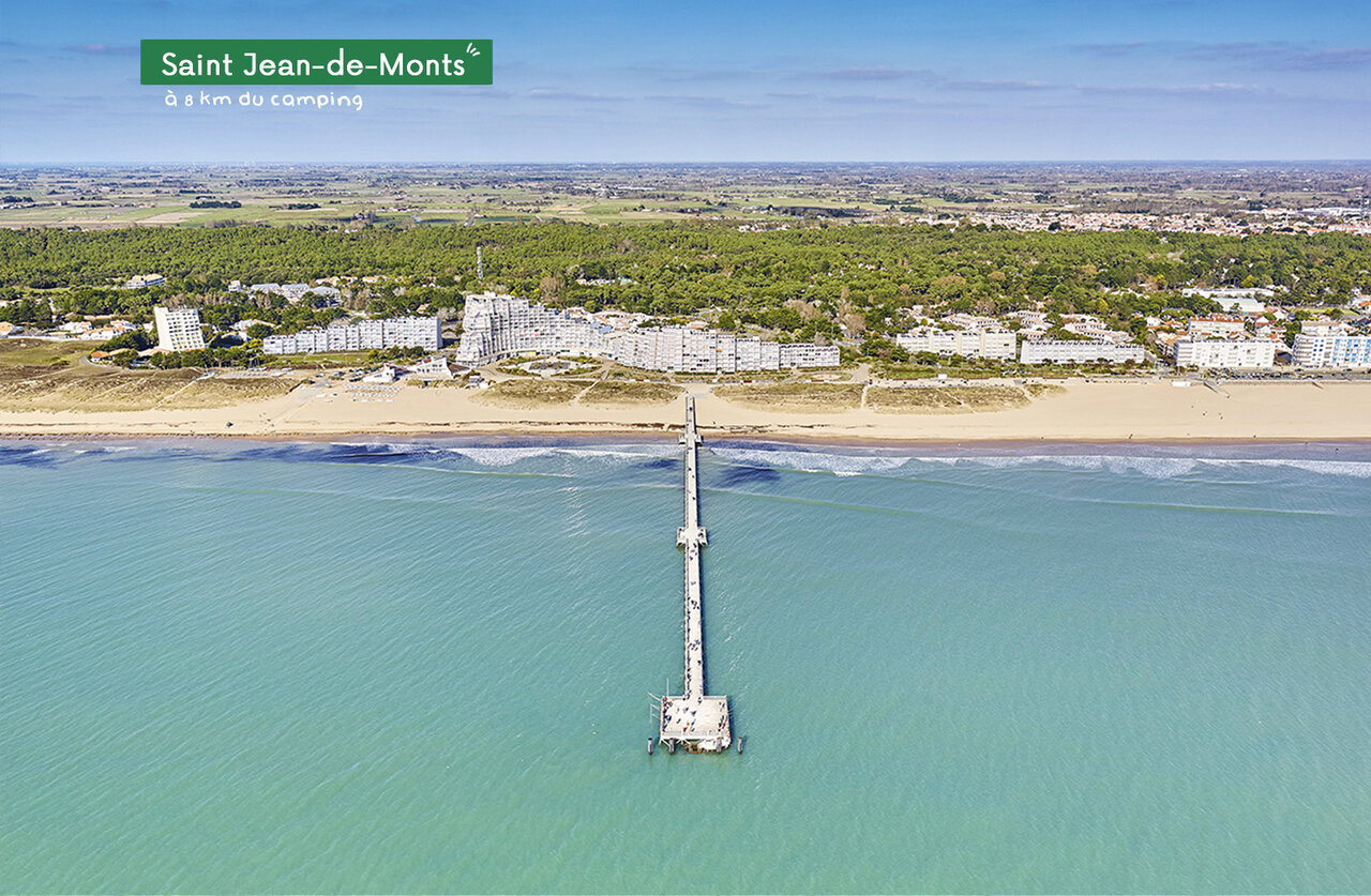 Long pier of Saint Jean-de-Monts, beach and coastal town to visit.