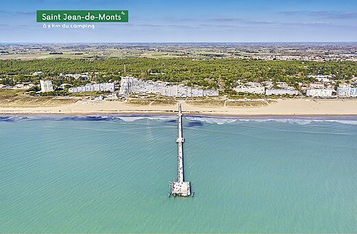 Aerial view of the beach and pier in Saint Jean-de-Monts, Vend�e.