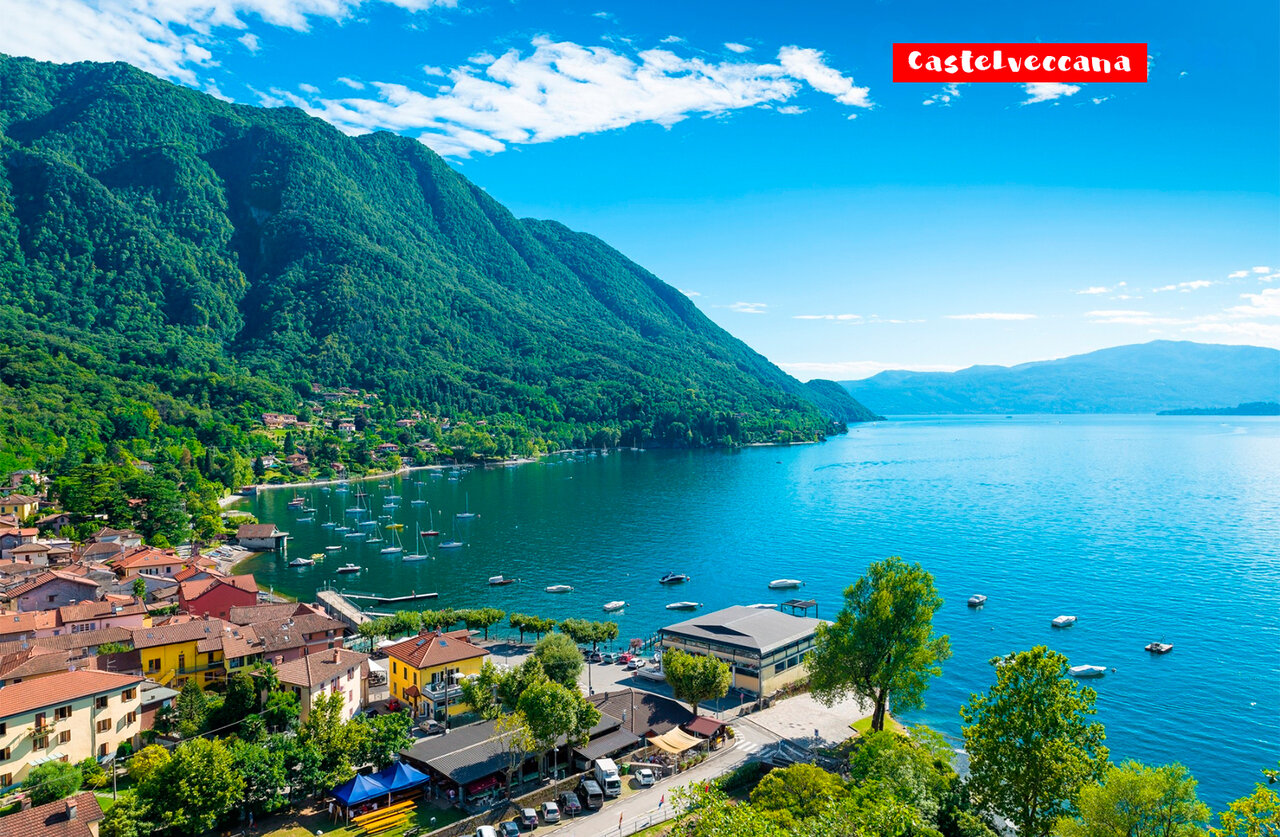 Picturesque village of Castelveccana on Lake Maggiore, Lombardy, Italy.