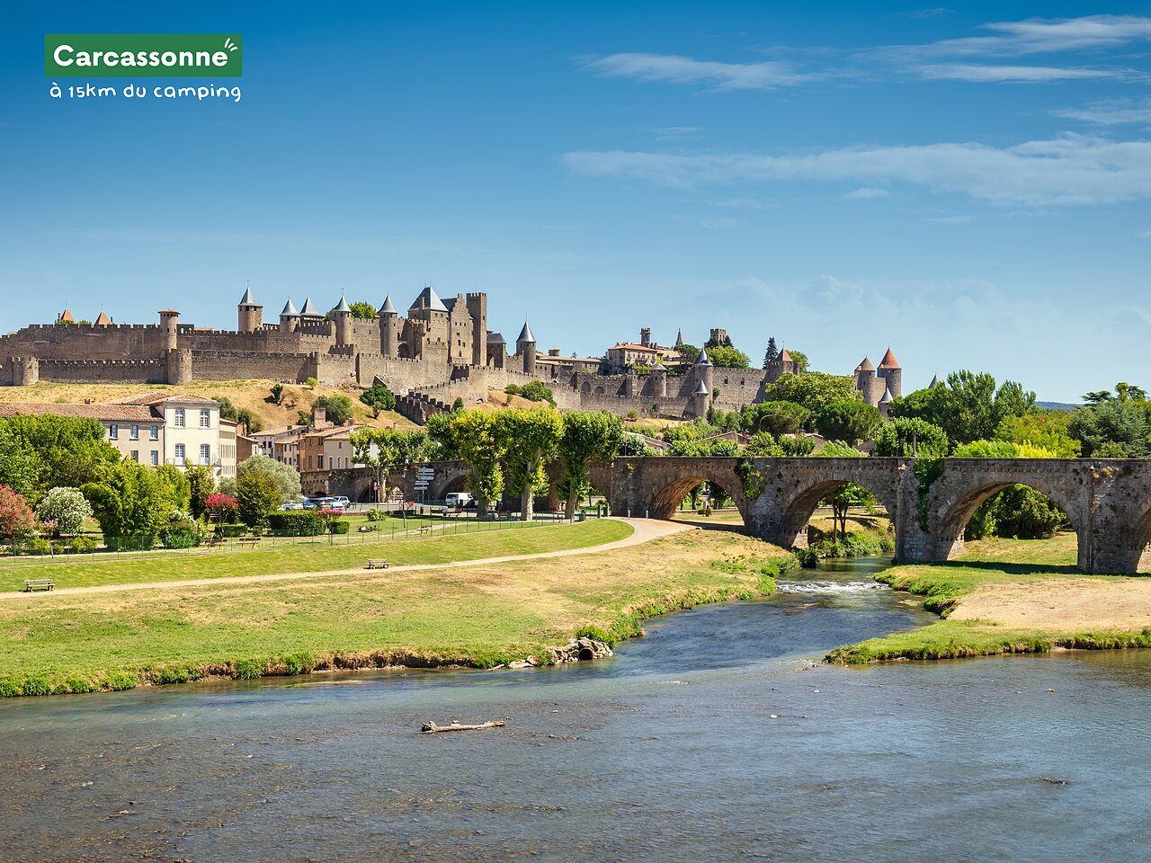 Carcassonne medieval city and Pont Vieux, historic site near the campsite.