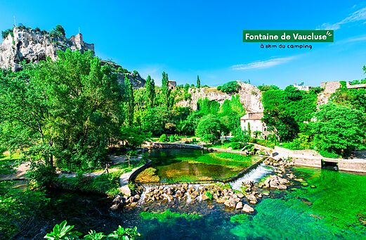 Source of the Sorgue in Fontaine de Vaucluse, exceptional natural site in Provence.
