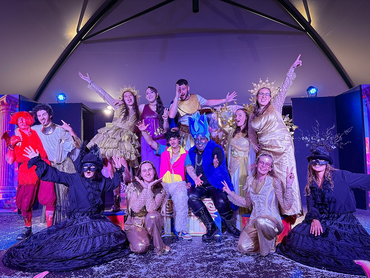 Costumed animation team on stage at CAPFUN Curty's campsite in Jard sur Mer (85).