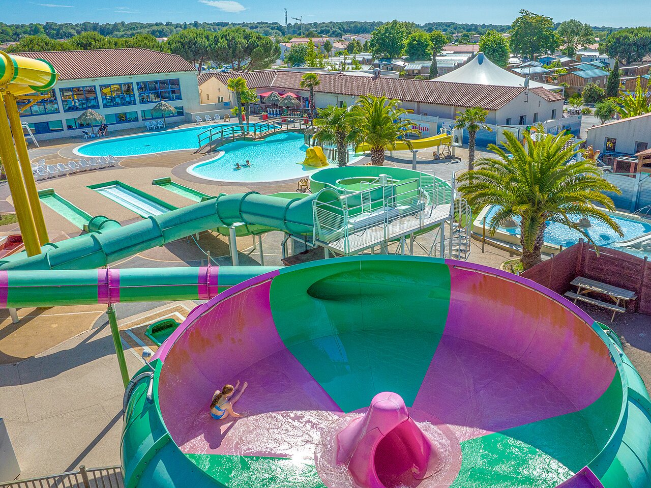 Aquatic park, slides and pools at CAPFUN Curty's in Jard sur Mer (85).