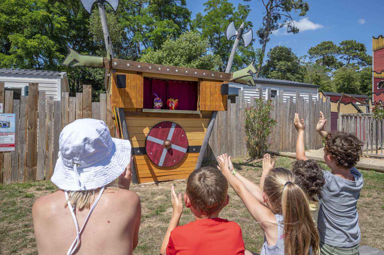 Children's puppet show on Viking stage at CAPFUN Ecureuils JARD SUR MER.