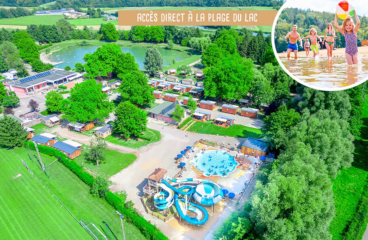 Water park, Mobil-homes and lake beach at VAGUES OCEANES Lac d'Erstein.