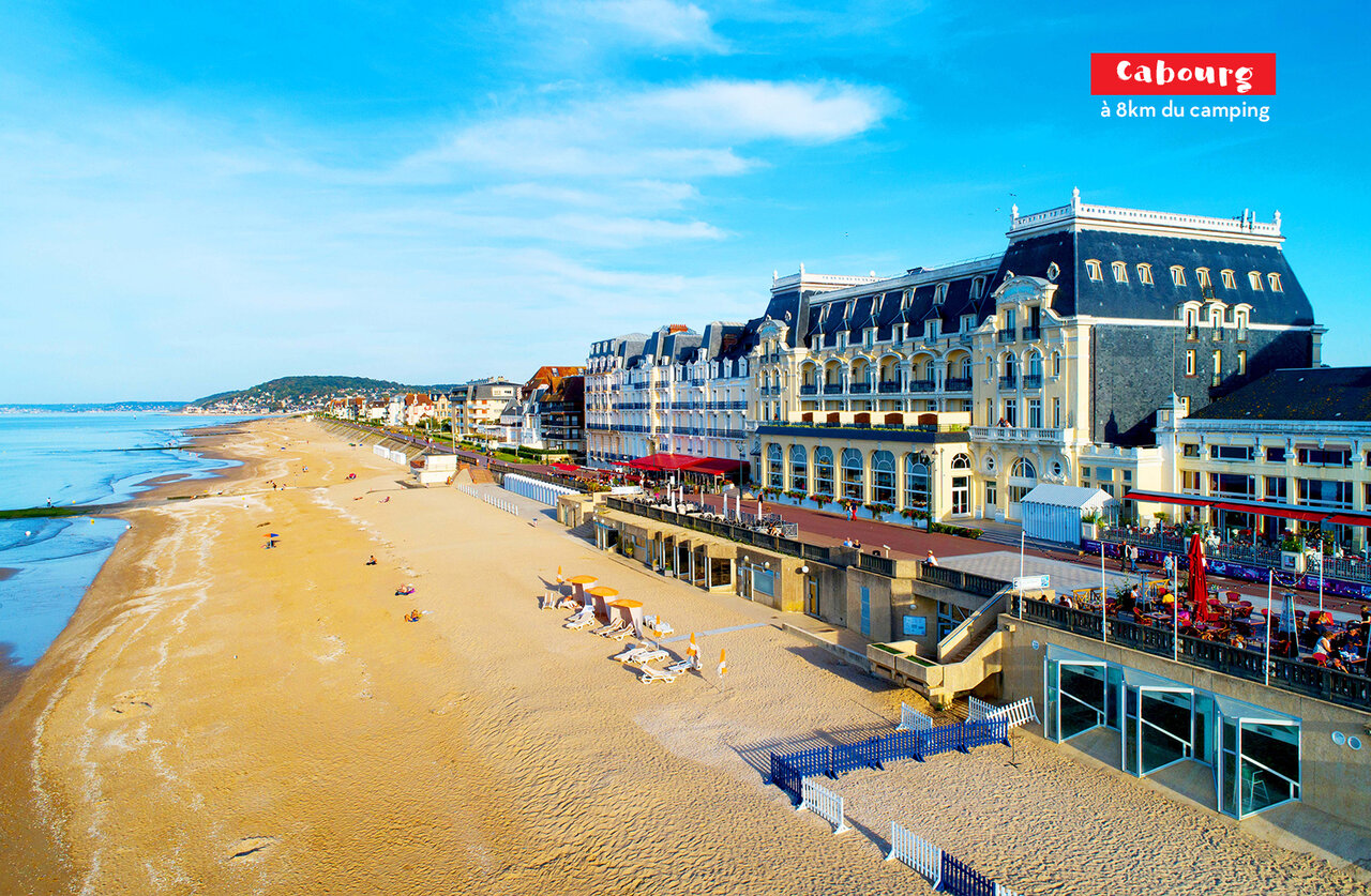 Cabourg beach and promenade, a beautiful place to visit near the campsite.