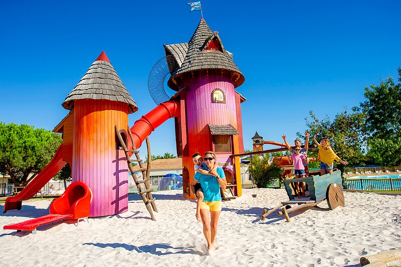 Carabouille playground - Colorful themed playground, slides, family at CAPFUN Forges campsite in Avrille (85).