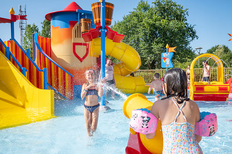 Fun pool with slides at CAPFUN Forges campsite in Avrille (85).
