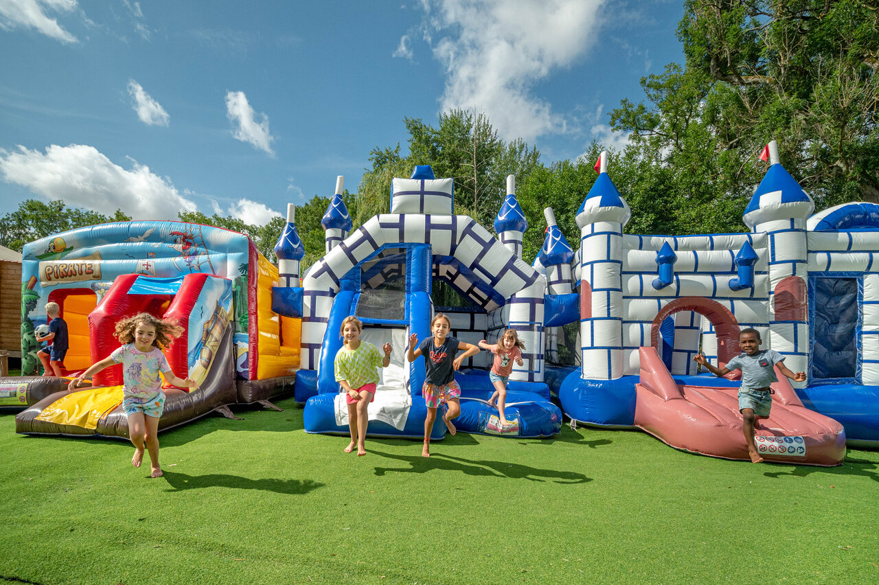 Inflatable games at CAPFUN Fredland campsite in Tournan en Brie (77).