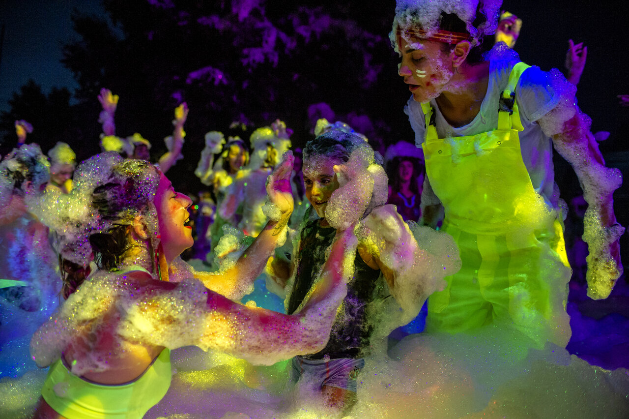 Lively foam party with children at CAPFUN Le Fr�jus, Fr�jus (83).