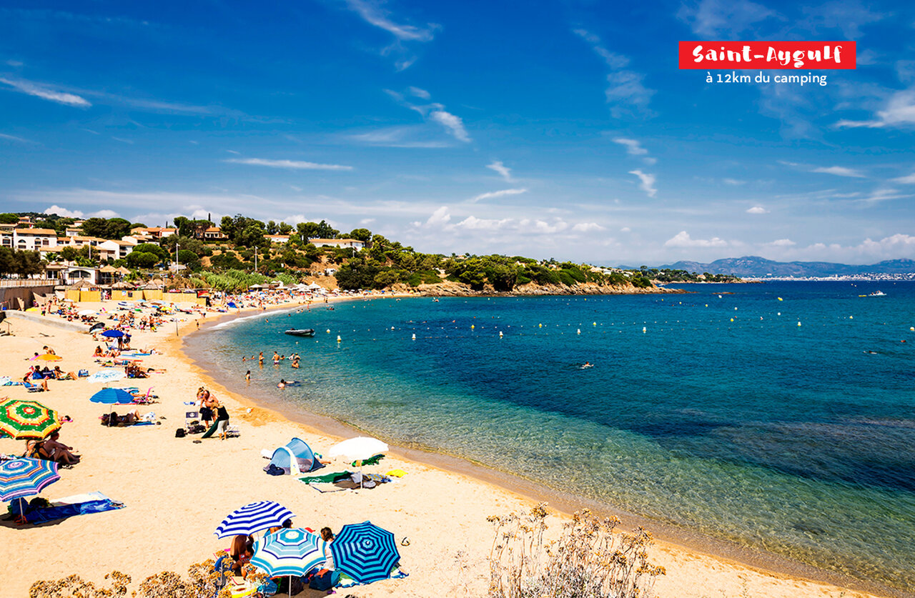 Fine sandy beach in Saint-Aygulf, a tourist spot to visit near Fr�jus.