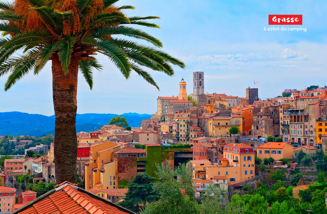 Historic Grasse city, colorful houses and bell tower, worth visiting near Fr�jus.