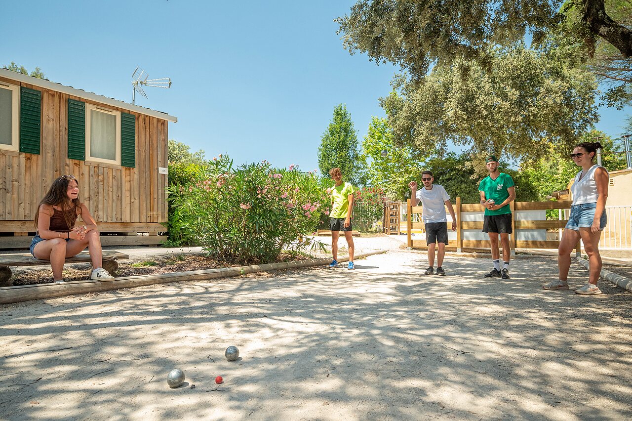Petanque court at CLICOCHIC Gorges du Gardon campsite in VERS PONT DU GARD.