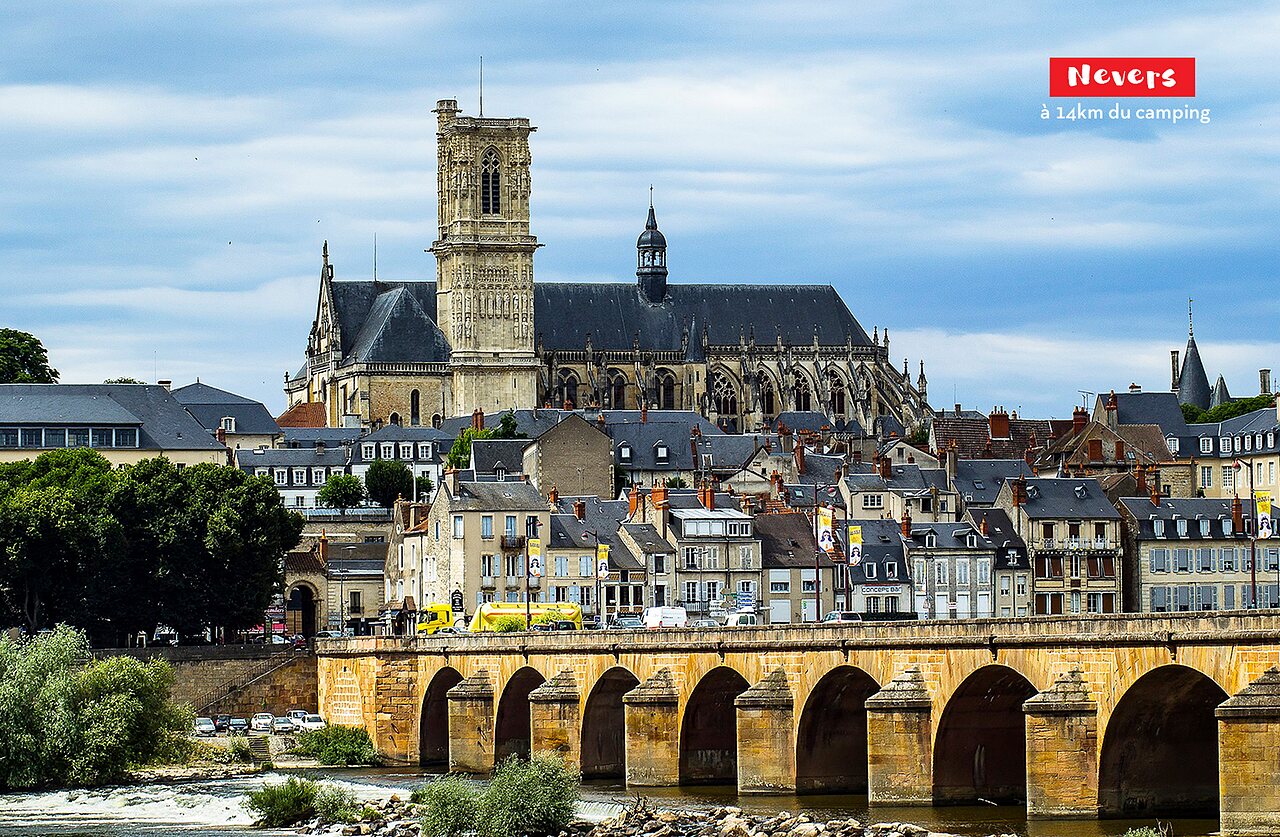 Nevers Cathedral and bridge over the Loire, historic city to visit.