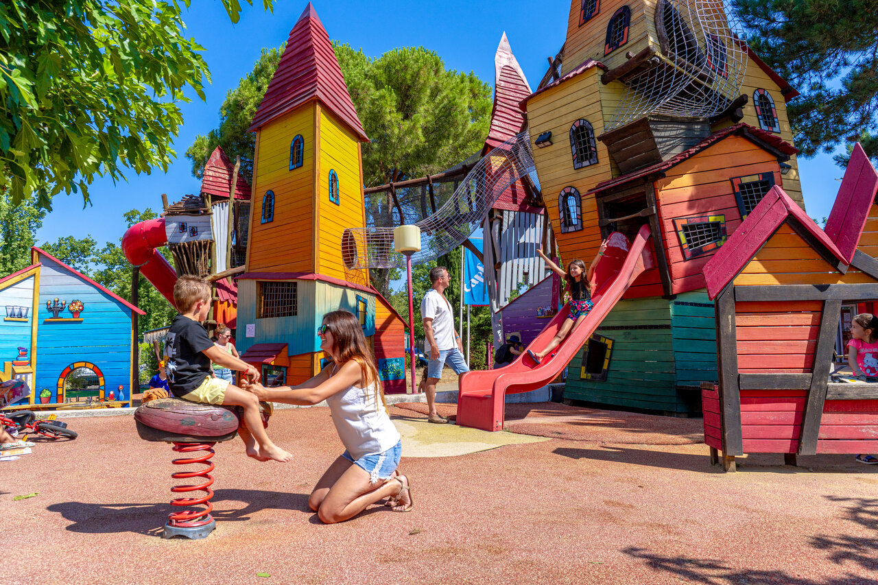 Kids' games, slide at CAPFUN Grand Lierne in CHATEAUDOUBLE (26).