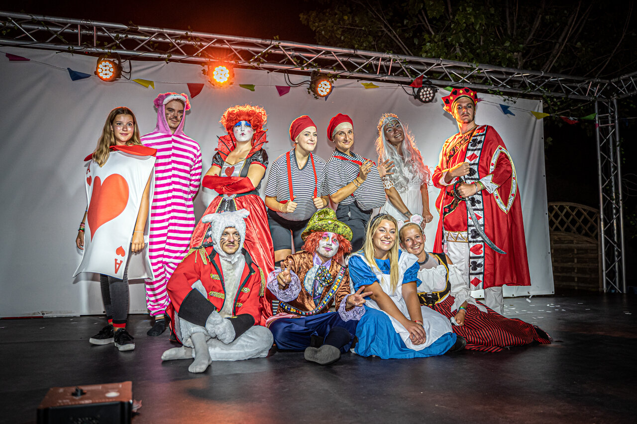 Animation show with costumed characters on stage at CAPFUN Grenouill�re campsite (41).