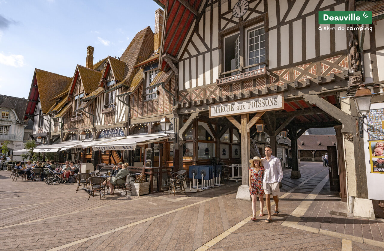 Fish Market and traditional architecture in Deauville, Normandy, to visit.