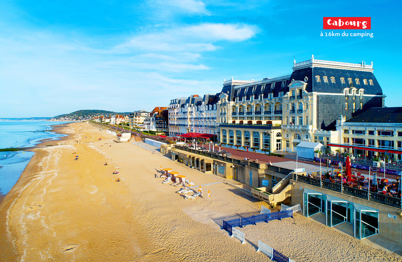 Cabourg beach and historic buildings, a beautiful place to visit in Normandy.