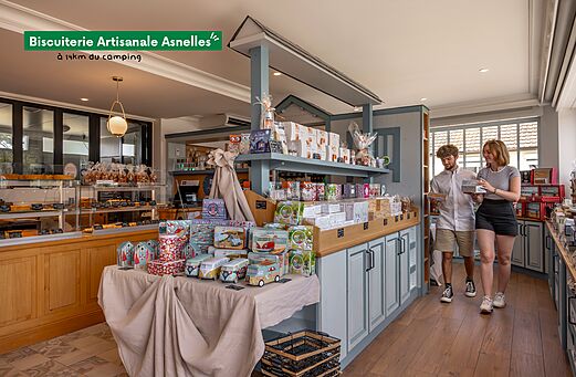 Artisanal biscuit factory in Asnelles, a must-visit place near the campsite.
