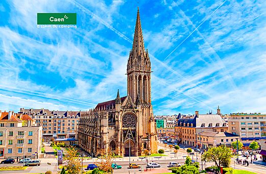 Caen Cathedral, historic monument to visit in Normandy, France.
