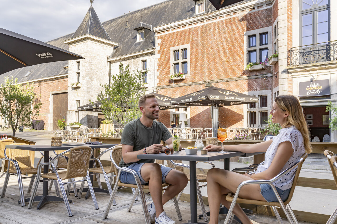 Outdoor terrace of Ch�teau d'Ouly, historic place to visit near the campsite.