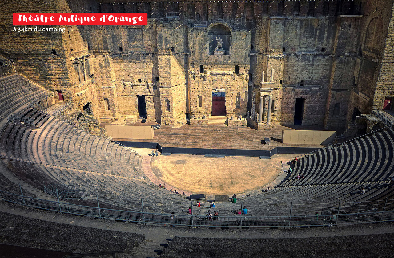 Ancient Theatre of Orange, historic Roman monument with tiers and stage, near Orange.