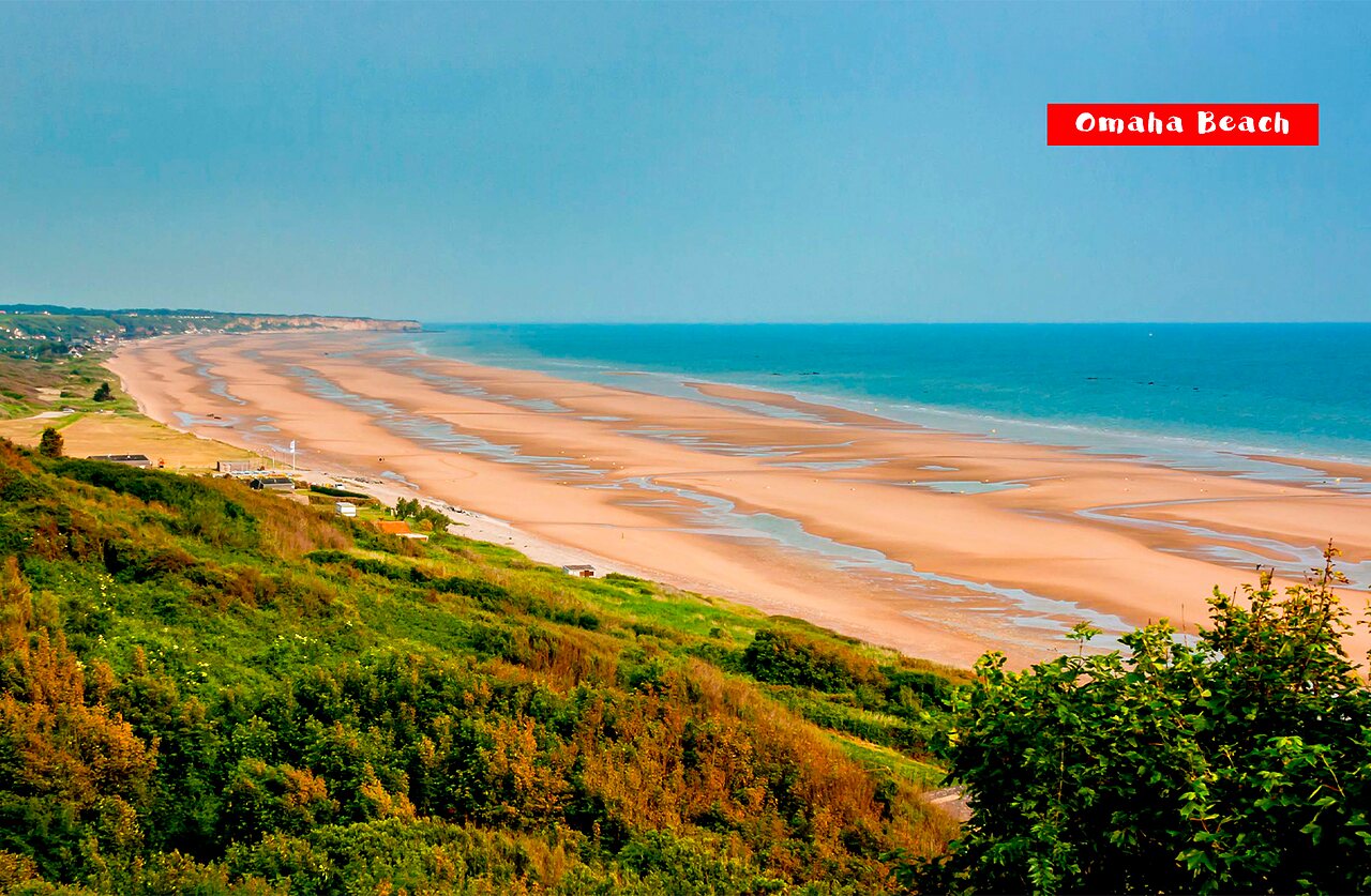 Historic Omaha Beach, a significant memorial site to visit in Normandy.