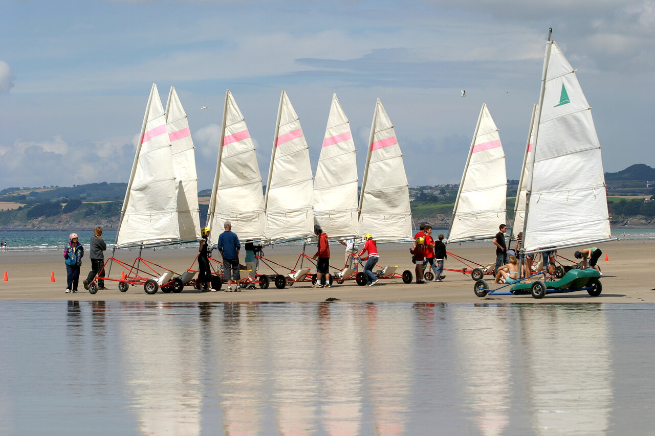 Land yachting on the beach at CAPFUN Kervel campsite, PLONEVEZ PORZAY.