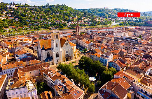 Aerial view of Agen city, Lot-et-Garonne, a place to visit.